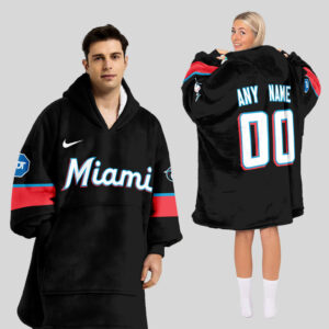 Miami Marlins MLB Design Blanket Hoodie Custom Name And Number