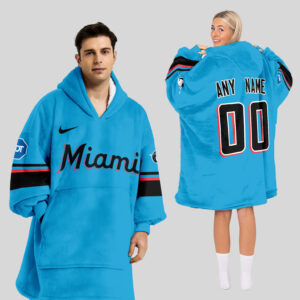 Miami Marlins MLB Design Blanket Hoodie Custom Name And Number