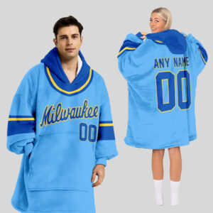 Milwaukee Brewers MLB Design Blanket Hoodie Custom Name And Number