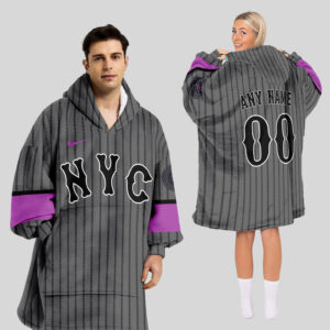 New York Mets MLB Design Blanket Hoodie Custom Name And Number