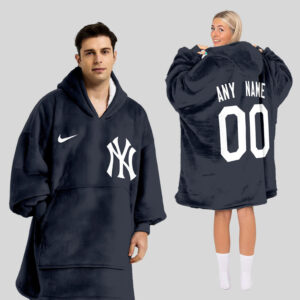 New York Yankees MLB Design Blanket Hoodie Custom Name And Number