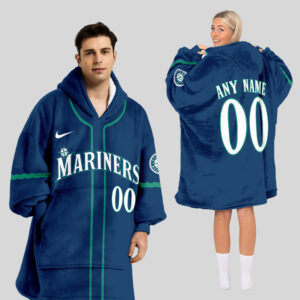 Seattle Mariners MLB Design Blanket Hoodie Custom Name And Number