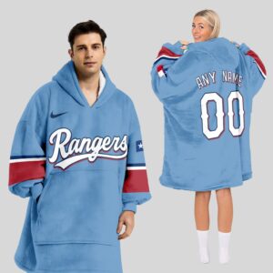 Texas Rangers MLB Design Blanket Hoodie Custom Name And Number