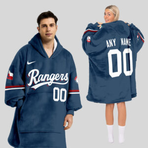 Texas Rangers MLB Design Blanket Hoodie Custom Name And Number