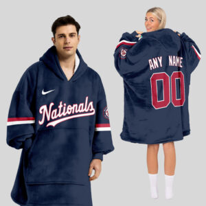 Washington Nationals MLB Design Blanket Hoodie Custom Name And Number