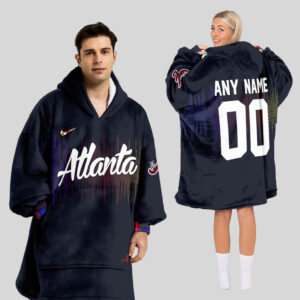 Atlanta Braves MLB Design Blanket Hoodie Custom Name And Number