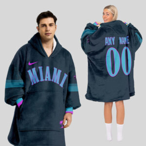 Miami Marlins MLB Design Blanket Hoodie Custom Name And Number