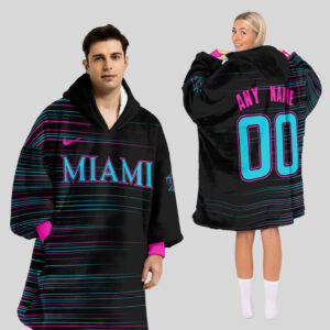 Miami Marlins MLB Design Blanket Hoodie Custom Name And Number