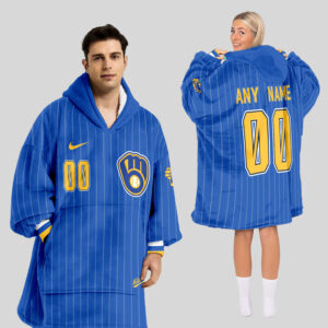 Milwaukee Brewers MLB Design Blanket Hoodie Custom Name And Number