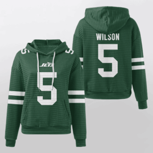 New York Jets Green Waffle Hoodie Custom Name And Number