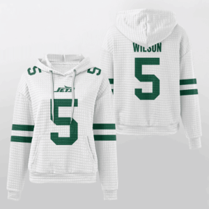 New York Jets White Waffle Hoodie Custom Name And Number