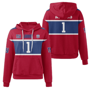 New York Giants Red Waffle Hoodie Custom Name And Number
