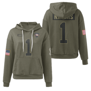 New York Giants Olive Waffle Hoodie Custom Name And Number