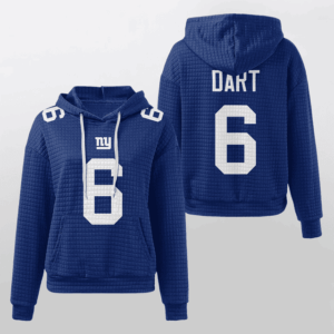 New York Giants Royal Waffle Hoodie Custom Name And Number