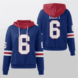 New York Giants Royal Alternate Waffle Hoodie Custom Name And Number