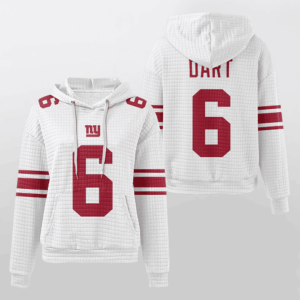 New York Giants White Waffle Hoodie Custom Name And Number