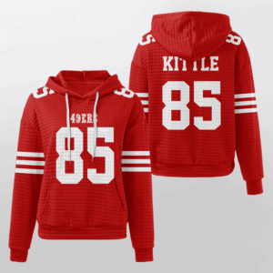San Francisco 49ers Scarlet Waffle Hoodie Custom Name And Number