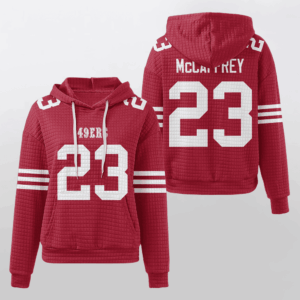 San Francisco 49ers Scarlet Waffle Hoodie Custom Name And Number