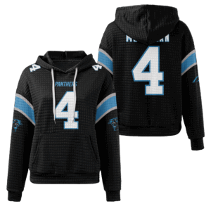 Carolina Panthers Black Waffle Hoodie Custom Name And Number
