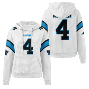 Carolina Panthers White Waffle Hoodie Custom Name And Number