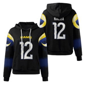 Los Angeles Rams Midnight Blue Waffle Hoodie Custom Name And Number