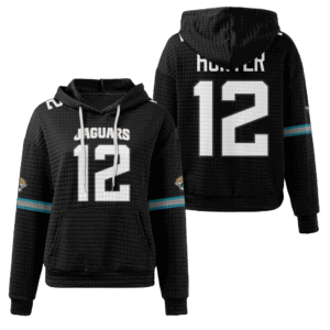 Jacksonville Jaguars Black Waffle Hoodie Custom Name And Number