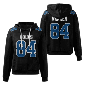 Indianapolis Colts Black Waffle Hoodie Custom Name And Number