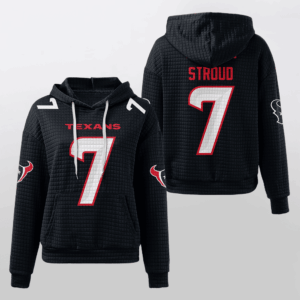 Houston Texans Black Waffle Hoodie Custom Name And Number