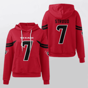 Houston Texans Red Waffle Hoodie Custom Name And Number