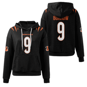 Cincinnati Bengals Black Waffle Hoodie Custom Name And Number