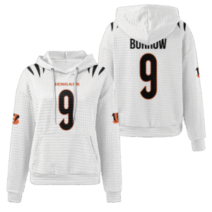 Cincinnati Bengals White Waffle Hoodie Custom Name And Number