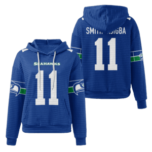 Seattle Seahawks Royal Waffle Hoodie Custom Name And Number