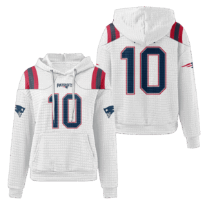 New England Patriots White Waffle Hoodie Custom Name And Number