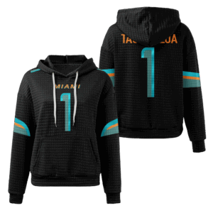 Miami Dolphins Pitch Blue Waffle Hoodie Custom Name And Number