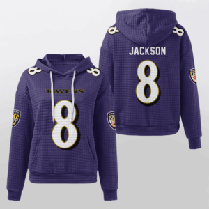 Baltimore Ravens Purple Waffle Hoodie Custom Name And Number