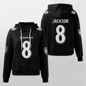 Baltimore Ravens Black Waffle Hoodie Custom Name And Number