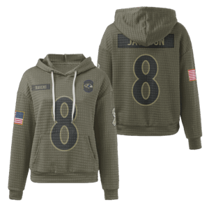Baltimore Ravens Olive Waffle Hoodie Custom Name And Number