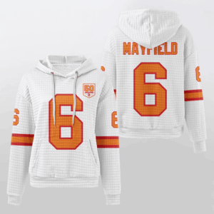 Tampa Bay Buccaneers White Waffle Hoodie Custom Name And Number