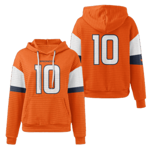 Denver Broncos Orange Waffle Hoodie Custom Name And Number