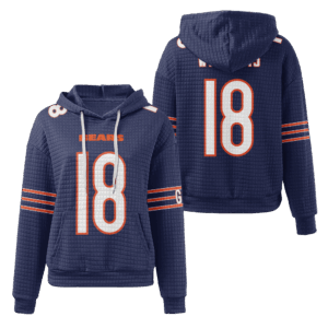 Chicago Bears Navy Waffle Hoodie Custom Name And Number