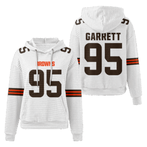 Cleveland Browns White Waffle Hoodie Custom Name And Number