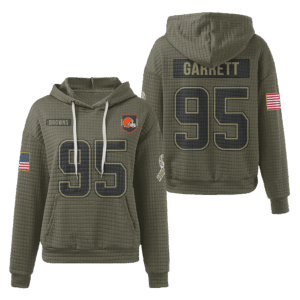 Cleveland Browns Olive Waffle Hoodie Custom Name And Number