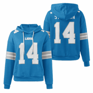 Detroit Lions Blue Waffle Hoodie Custom Name And Number