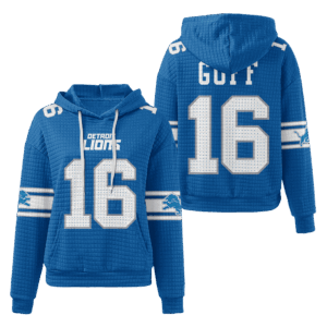 Detroit Lions Blue Waffle Hoodie Custom Name And Number