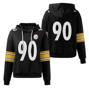 Pittsburgh Steelers Black Waffle Hoodie Custom Name And Number