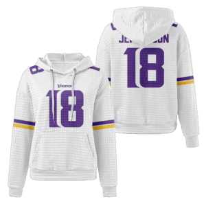 Minnesota Vikings White Waffle Hoodie Custom Name And Number