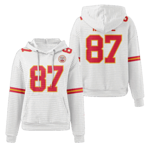 Kansas City Chiefs White Waffle Hoodie Custom Name And Number