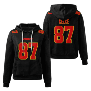 Kansas City Chiefs Black Waffle Hoodie Custom Name And Number