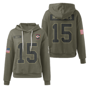 Kansas City Chiefs Olive Waffle Hoodie Custom Name And Number