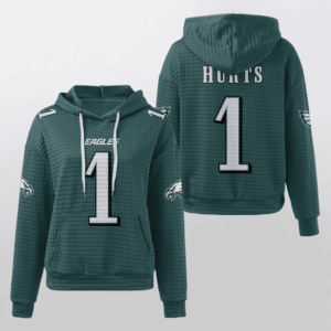Philadelphia Eagles Midnight Green Waffle Hoodie Custom Name And Number